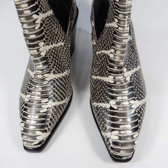 AEYDE Ari Mid Calf Boots Size 36 5.5 6 Black White Python Snake Leather NEW - Picture 5 of 13